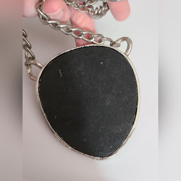 Leopard cheetah necklace chunky chain Big silver black rhinestones Rhianna bling - Picture 9 of 9